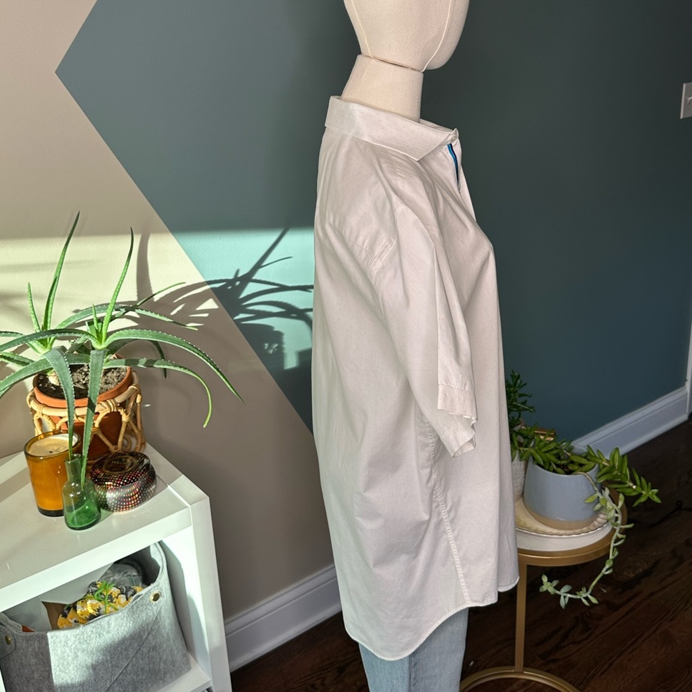 Bugatchi White Short-Sleeve Button-Up Shirt Shaped Fit 100% Cotton Luxury Size L - Picture 4 of 10
